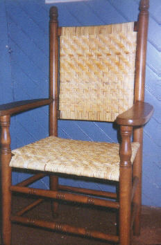 Wide Binder Cane Seat and Back in Herringbone Twill Design.