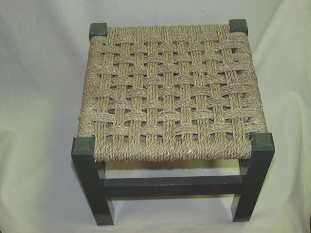 Seagrass Checkerboard Pattern Footstool