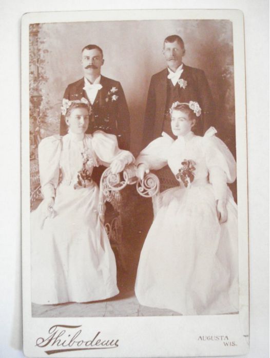 cabinet cards-two couples posing on wicker chairs