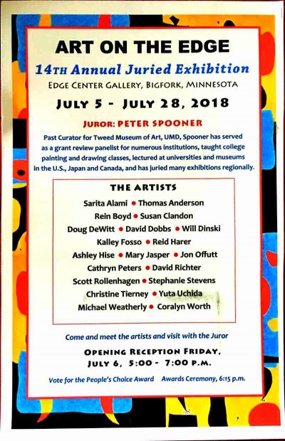 14th Art on the Edge Juried Exhibit Bigfork, MN 2018