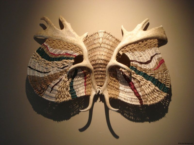 Asian Warrior Antler Wall Basket-Sculpture