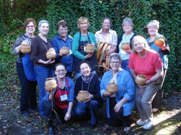 Dawn Walden's cedar bark basketweaving class students at the National Basketry Organization's (NBO ) conference in 2013 at Arrowmont School of Arts & Crafts in Gatlinburg, TN.