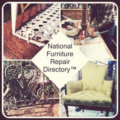 National Furniture Repair Directory™ image showing all four categories, chair caning, upholstery, refinishing and wicker repair.