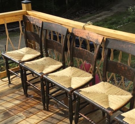 Ellen Harford, owner of Island Maide Caning in Long Island, Maine provides chair caning, rush, splint and Shaker tape seatweaving services   on an island in Casco Bay.