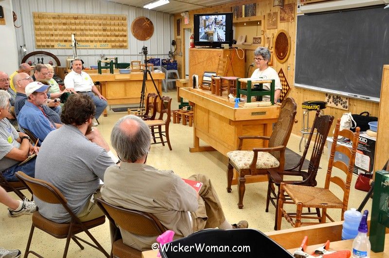 Cathryn Peters chair caning instructor from Minnesota at the Marc Adams School of Woodworking 2013