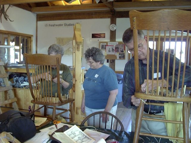 North House Folk School Caning Class with instructor, Cathryn Peters