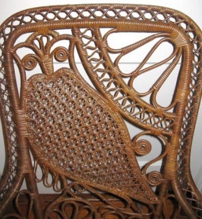 Owl motif back Victorian wicker 