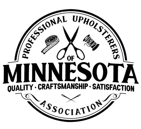 Professional Upholsterers of Minnesota (PUAM), new circle shaped logo in black and white. 