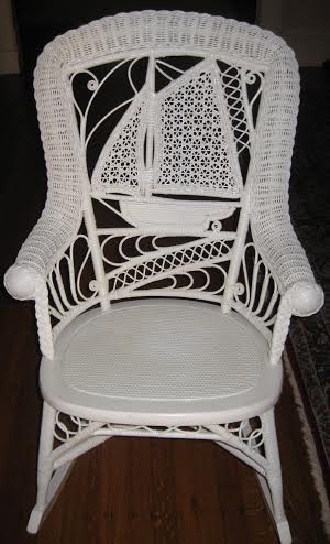 Sailboat motif Victorian wicker back