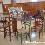 Cathryn Peters discusses various types of chair seat weaving patterns