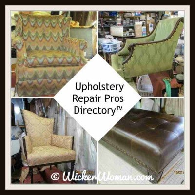 Upholstery Repair Pros Directory cover image with four different pieces of upholstered furniture.