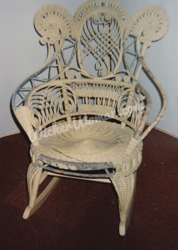 Ram's horn Victorian wicker rocker