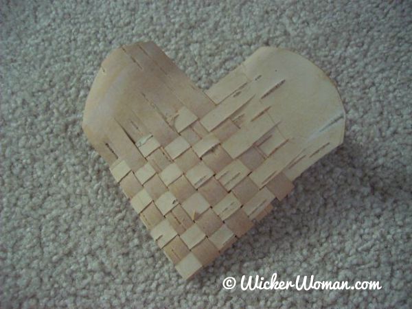 woven birch bark heart basket-Peters woven birch bark heart basket-Peters