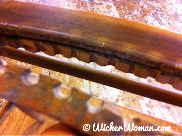 Wooden framework of hole cane rocker has broken through the holes because installed too tightly. 