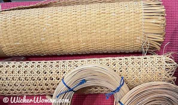 Two rolls of cane webbing, different designs. 