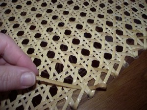 Hand chair cane weaving