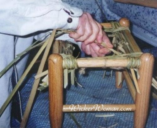 hand-twisted cattail rush stool