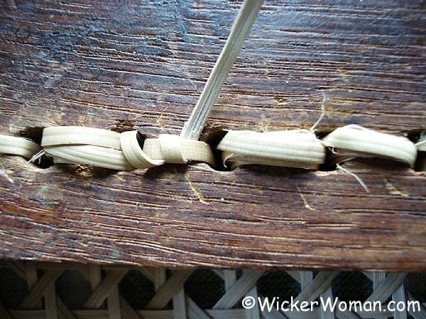 Final tie off on No-Knot chair caning system