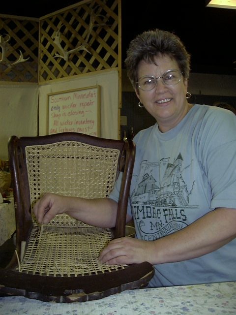 The Wicker Woman-Cathryn Peters caning a chair