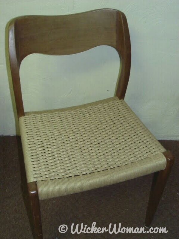 Teak chair seat woven with Danish cord. 