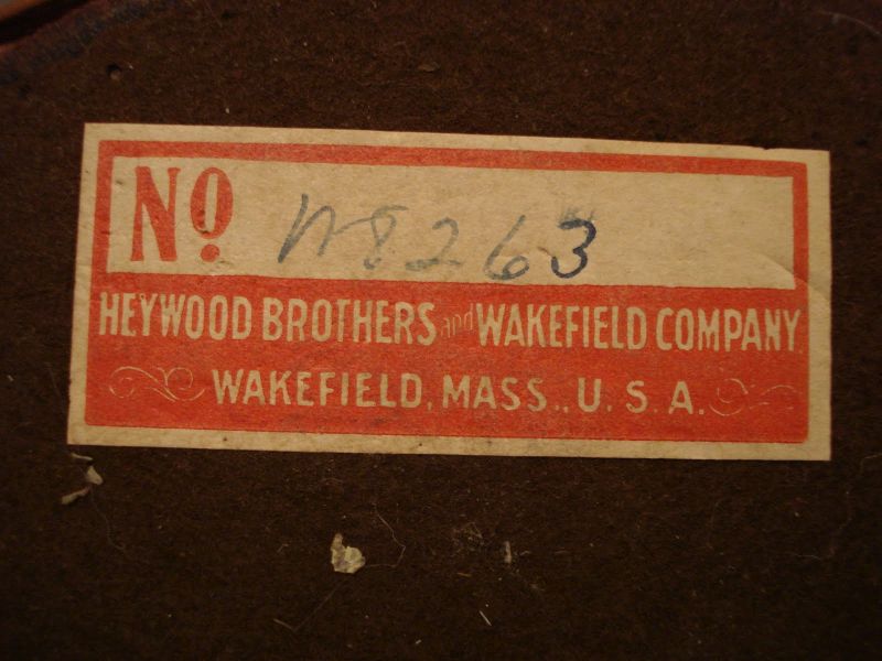 Heywood Brothers and Wakefield Company, Wakefield, Massachusetts red, wicker manufacture's label from 1897-1921  