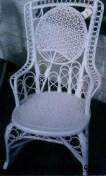 Victorian fan back wicker rocker