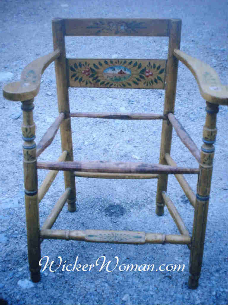 Folk art chair with hand-twisted bulrush seat | The Wicker Woman