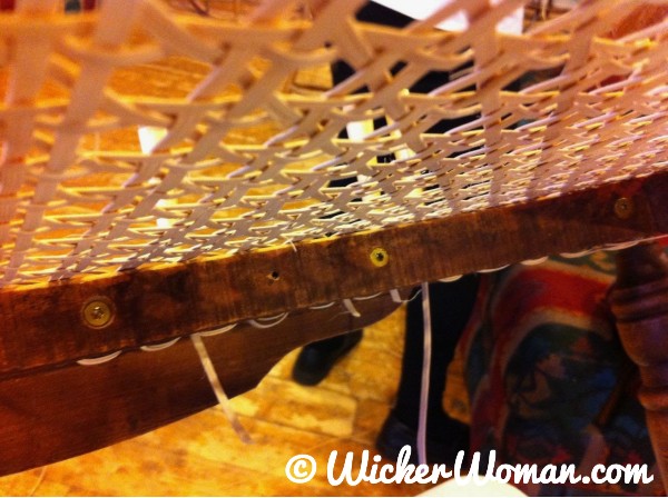 Broken rail on Lincoln rocker fixed with glue, clamping, and screws.