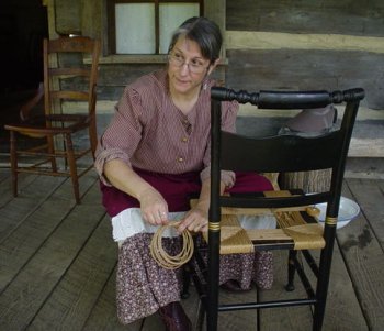 Mindy King chair seat weaver organizing for a new chair caning guild.