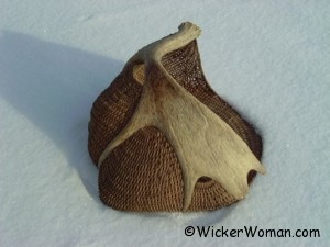 Large moose antler fireside basket by Peters