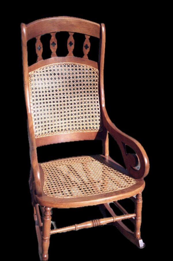 mosden-chair-caning-WA-900px Lincoln rocker seat and back recaned by Mosden's Antique Restoration and Chair Caning, Longview, WA.