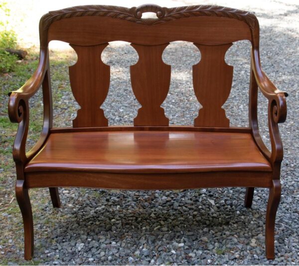 mosden-refinish-WA-900px Wooden settee refinished by Mosden's Antique Restoration and Chair Caning, Longview, WA.