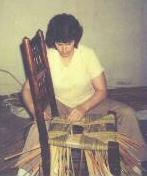 Cathryn Peters weaving bulrush seat