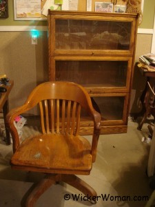 oak office chair and bookcase