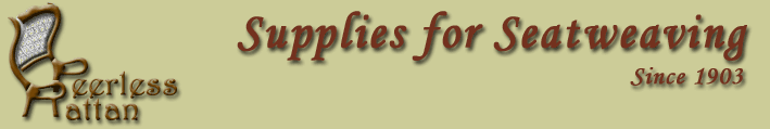 Banner logo for Peerless Rattan, the longest running chair caning and basketweaving supplier in the US. 