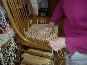 Hole-to-hole chair caning