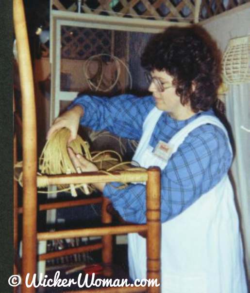 Paper rush seat weaving on ladderback chair