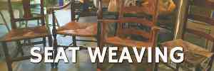 Several chairs and the words, Seat Weaving for the Seat Weaving Category.