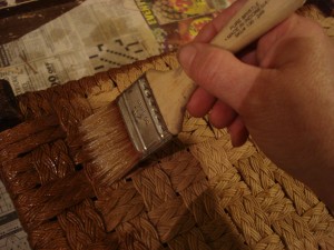 varnishing paper rush braid stool