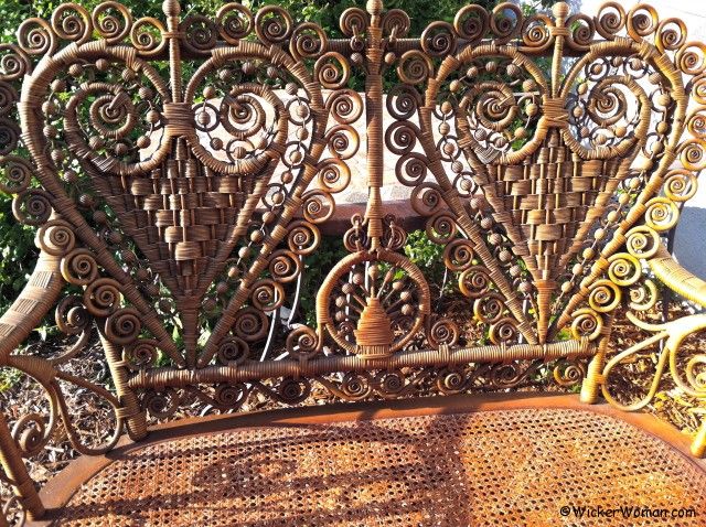 Victorian wicker double heart-shape settee