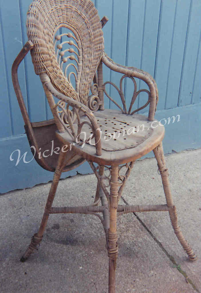 Victorian wicker highchair before repairs