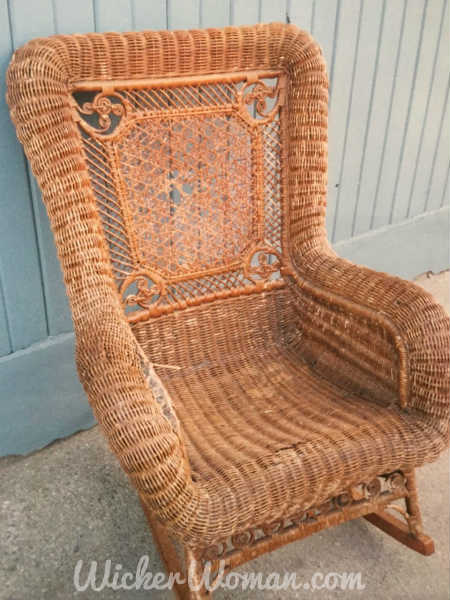 Star of David cane back Victorian rocker before repairs