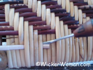 wide binding cane last rows caning tension rods--weaving last rows