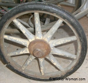 wheel from wicker buggy