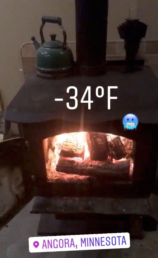 Angora, Minnesota where it's not unusual to see -30º temps in the winter!